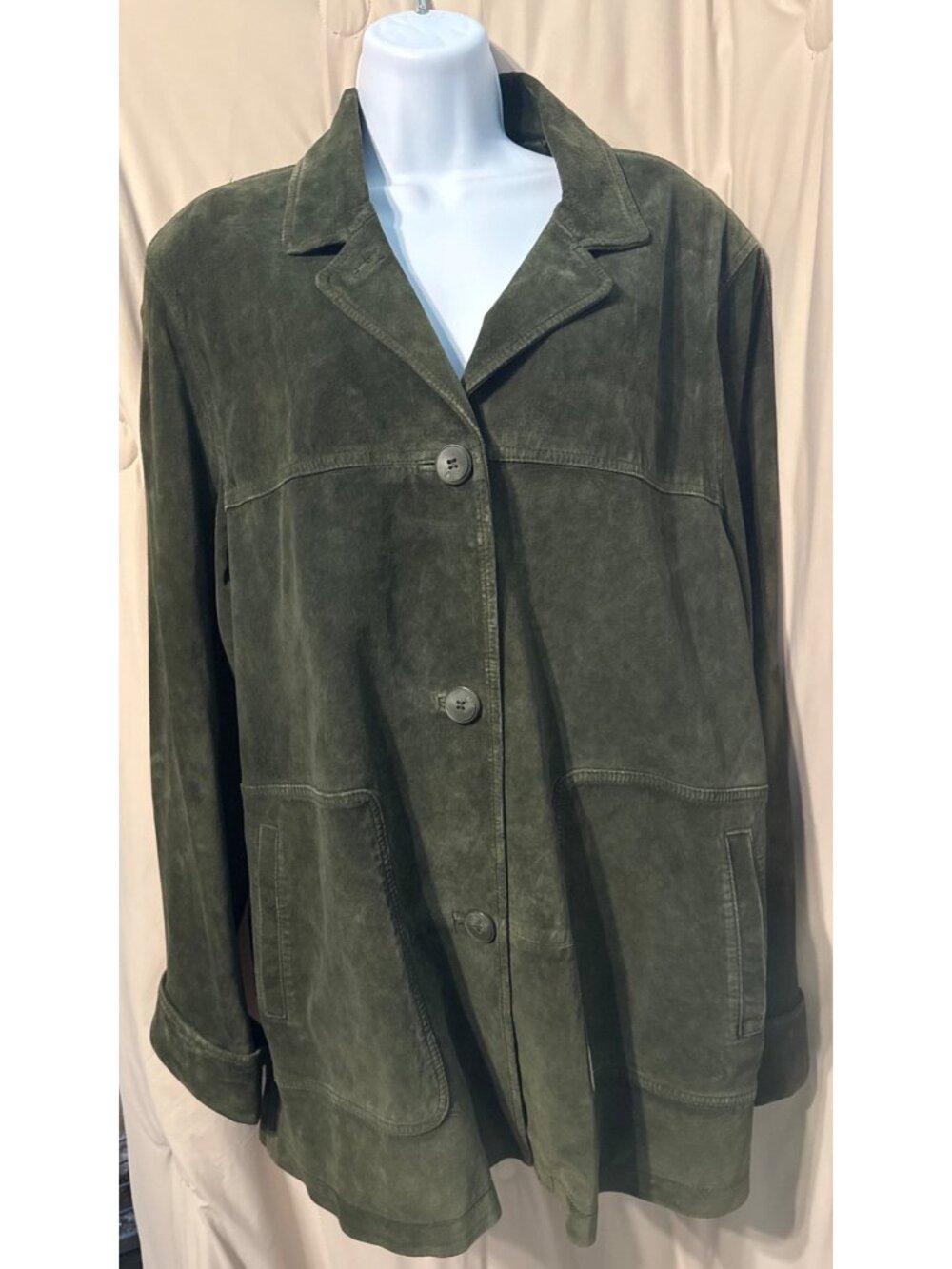 Vintage Bernardo for Marshall Field's Green Suede Leather Jacket XL